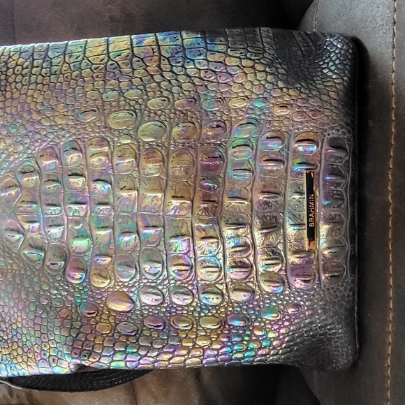 Brahmin Iridescent Crocodile-Embossed Backpack Chelcy silver Lining Melbourne Brahmin | Mercari main image 3